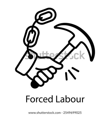 Forced labour icon in linear style