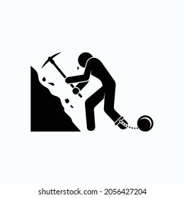 Forced Labour Icon. Modern Slavery Symbol  - Vector.