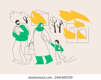 Forced migration abstract concept vector illustration. Movement of people, forced displacement, refugee group, run from war, travelling with bags, return home, displaced persons abstract metaphor.