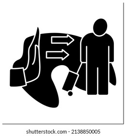 Forced migration glyph icon. Forced refugee movements and internally displaced people. Immigration concept. Filled flat sign. Isolated silhouette vector illustration
