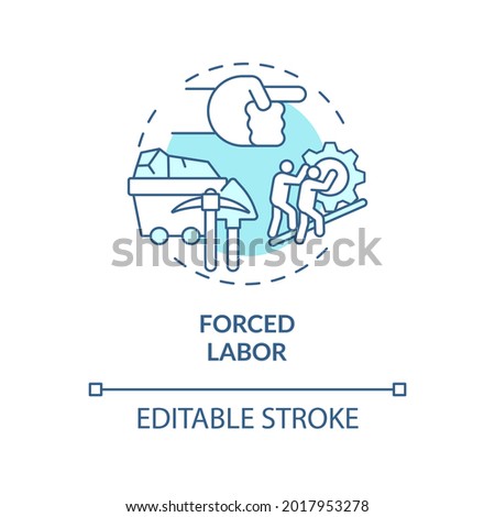 Forced work blue concept icon. People exploitation abstract idea thin line illustration. Work without payment. Modern slavery and bondage. Vector isolated outline color drawing. Editable stroke