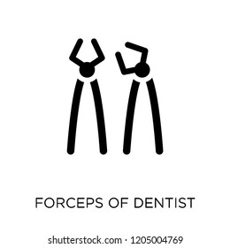Forceps of dentist tools icon. Forceps of dentist tools symbol design from Dentist collection. Simple element vector illustration on white background.