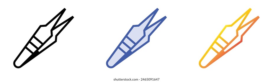 icono de fórceps. Diseño de estilo de relleno lineal, azul y degradado aislado sobre fondo blanco