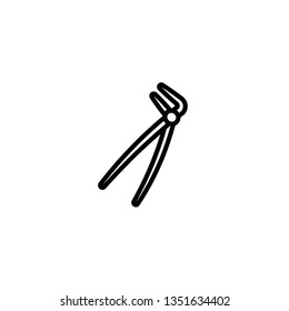 forcept, extracting, tool, dental, tooth icon in black outline style, vector