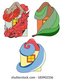 Forces of nature and homes isolated objects