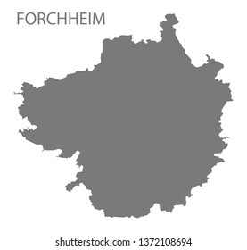 Forchheim grey county map of Bavaria Germany