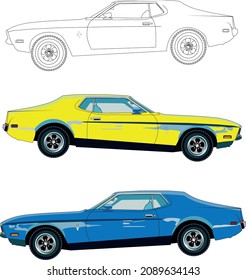 Ford Mustang Classic Car , Realistic Vector
