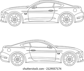 ford mustang gt in a line art style