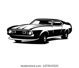 Ford mustang Mach 1 car. silhouette vector design isolated on white background showing from front. Best for logo, badge, emblem, icon, sticker design, car industry. available in eps 10.