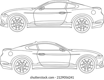 ford mustang mach in a line art style,ford mustang mach sketch.