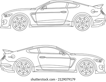 ford mustang shelby 350 in a line art style,ford mustang shelby 350 sketch.