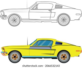 ford mustang vector car yellow