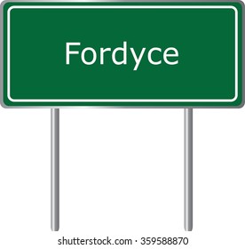 Fordyce , Arkansas , road sign green vector illustration, road table, USA city