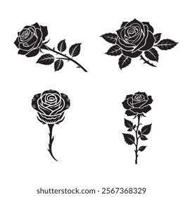 Fore rose design  silhouette art