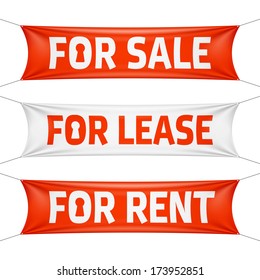 Fore Sale, For Lease and For Rent banners. Vector.