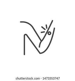 Forearm pain line icon. linear style sign for mobile concept and web design. Arm pain outline vector icon. Symbol, logo illustration. Vector graphics