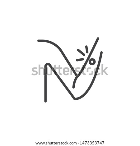 Forearm pain line icon. linear style sign for mobile concept and web design. Arm pain outline vector icon. Symbol, logo illustration. Vector graphics