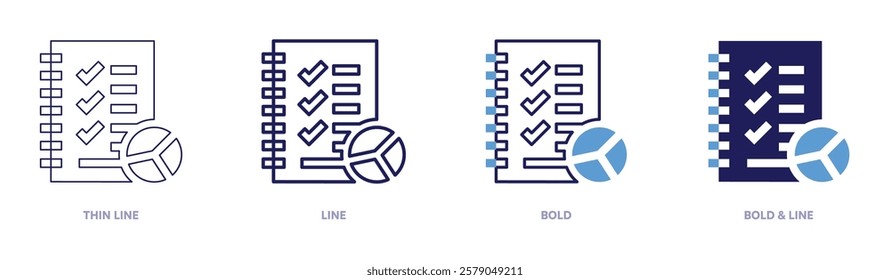 Forecast analysis icon in 4 different styles. Thin Line, Line, Bold, and Bold Line. Duotone style. Editable stroke.