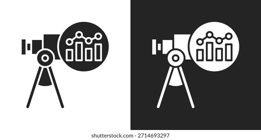 Icono De Análisis De Previsión En Estilo De Glifo En Blanco Y Negro