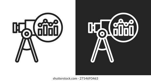 Icono De Análisis De Previsión En Estilo De Línea En Blanco Y Negro