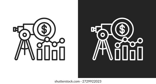 Forecast Analytics Icon In Black And White Line Style