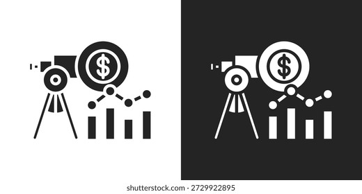 Forecast Analytics Icon In Black And White Glyph Style