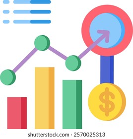 Forecast Analytics Icon Flat Vector Illustration