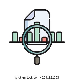 Forecast Analytics Icon Vector Illustration. Flat Outline Cartoon. Business Analytics Icon Concept Isolated Premium Vector