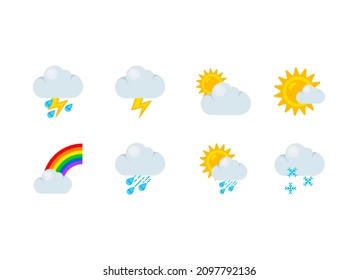 Conjunto de iconos de color de previsión. Colección de ilustraciones de emoji meteorológico vectorial