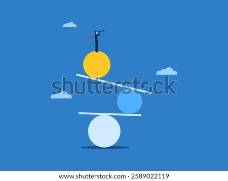 Forecast, Control, Risk, Businessman with foresight on the balanceForecast, Control, Risk, Businessman with foresight on the balance