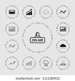 Forecast icon. collection of 13 forecast filled and outline icons such as graph, open air. editable forecast icons for web and mobile.