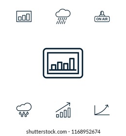 Forecast icon. collection of 7 forecast outline icons such as rain, graph. editable forecast icons for web and mobile.