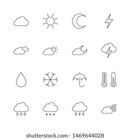 forecast icon set. flat thin line weather pictogram collection. vector symbols easy to edit and customize. eps 10