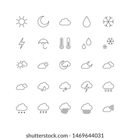 forecast icon set. flat thin line weather pictogram collection. vector symbols easy to edit and customize. eps 10