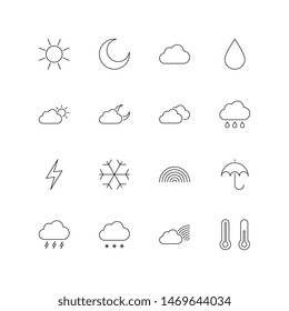 forecast icon set. flat thin line weather pictogram collection. vector symbols easy to edit and customize. eps 10