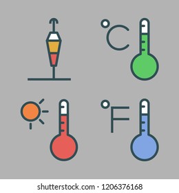 forecast icon set. vector set about thermometer, wind sign and temperature icons set.
