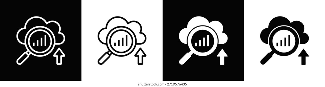 Conjunto de iconos de pronóstico Estilo de fondo negro blanco