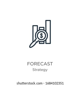Forecast icon. Thin linear forecast outline icon isolated on white background from strategy collection. Line vector sign, symbol for web and mobile