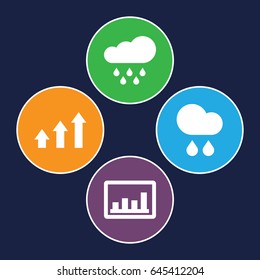 Forecast icons set. set of 4 forecast filled icons such as graph
