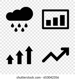 Forecast icons set. set of 4 forecast filled icons such as graph