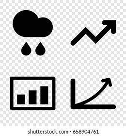 Forecast icons set. set of 4 forecast filled icons such as rain