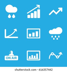 Forecast icons set. set of 9 forecast filled icons such as graph, open air