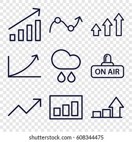 Forecast icons set. set of 9 forecast outline icons such as open air, rain