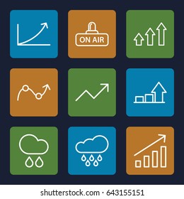 Forecast icons set. set of 9 forecast outline icons such as open air, rain