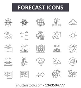 Forecast line icons for web and mobile design. Editable stroke signs. Forecast  outline concept illustrations