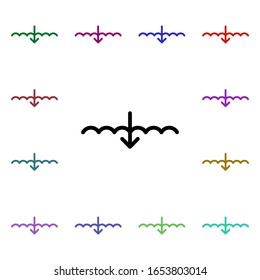 Icono de estilo multicolor de señalización de marea baja. Línea delgada simple, contorno vectorial de iconos meteorológicos para ui y ux, sitio web o aplicación móvil