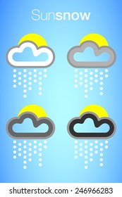 Forecast. Sun behind the clouds. Raining snow.