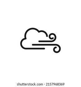 Forecast and weather concept. Minimalistic monochrome signs suitable for apps, sites, advertisement. Editable stroke. Vector line icon of wind by cloud as symbol of storm 