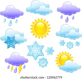 Forecast weather isolated icon set