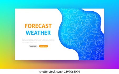Forecast Weather Landing Page. Vector Illustration of Outline Design.